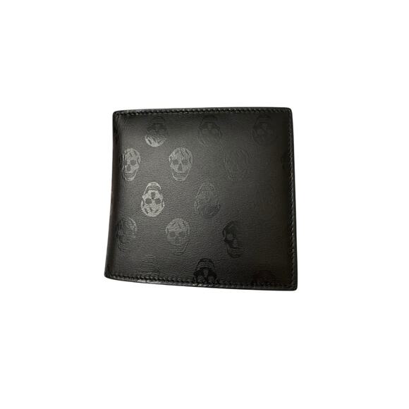 Alexander McQueen NWT Leather Biker Skull Bi-Fold Wallet in Black - Picture 6 of 14